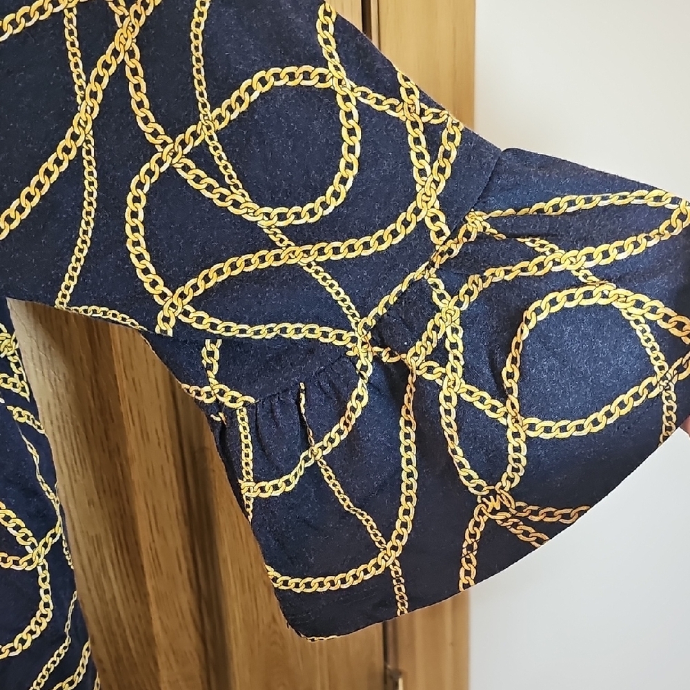 Michael Kors Dark Blue Top with Gold Chain Pattern - Picture 4 of 9